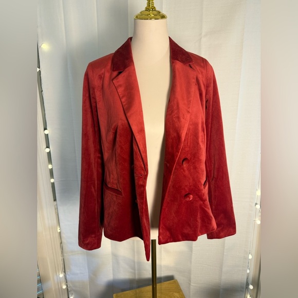 LC Lauren Conrad Red Velvet Blazer Small - Picture 10 of 11